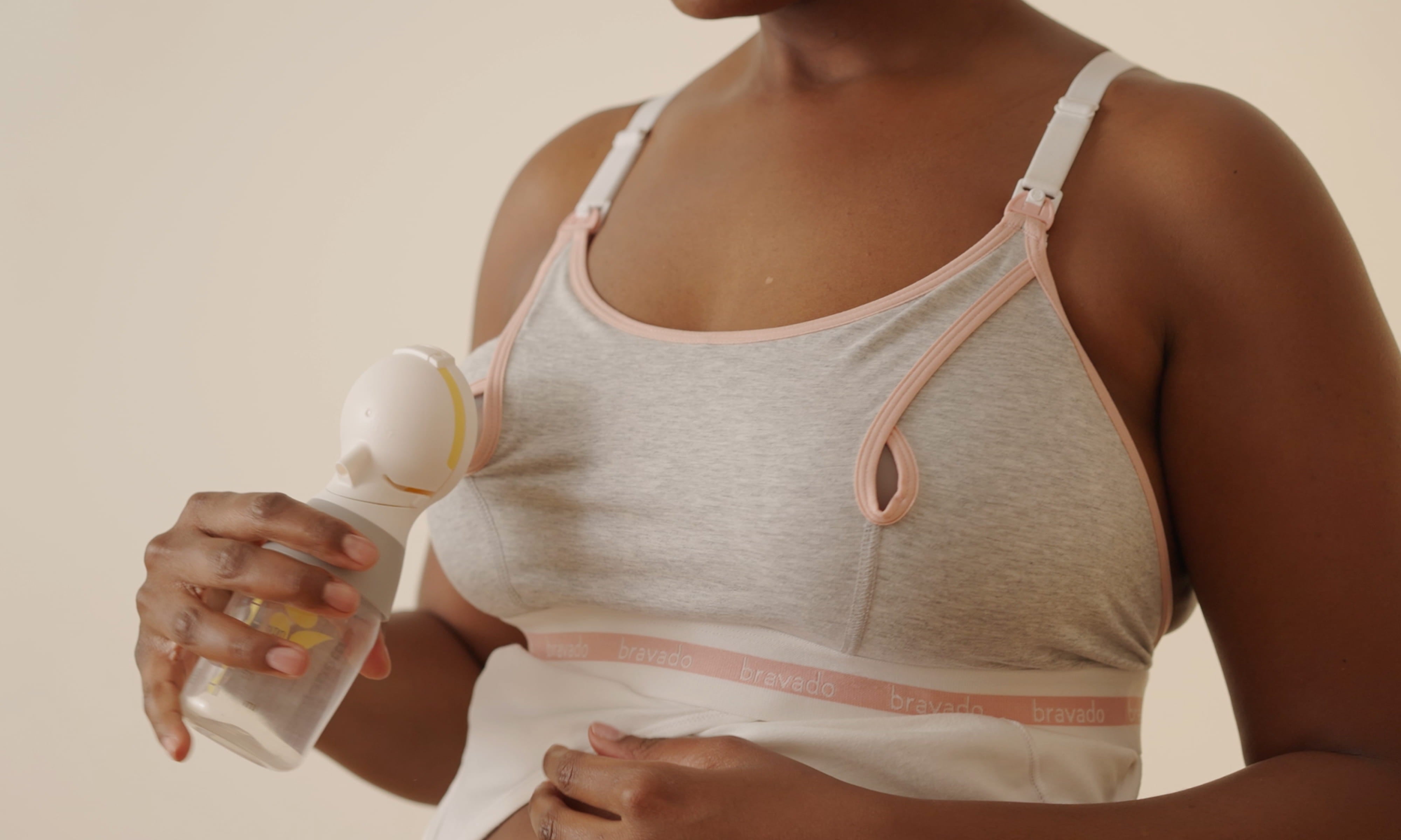 Bravado! Basics Hands Free Pumping Bra, Comfortable, Clip and Go Pumping,  Nursing Bra Accessory, White XS/S : : Clothing, Shoes & Accessories
