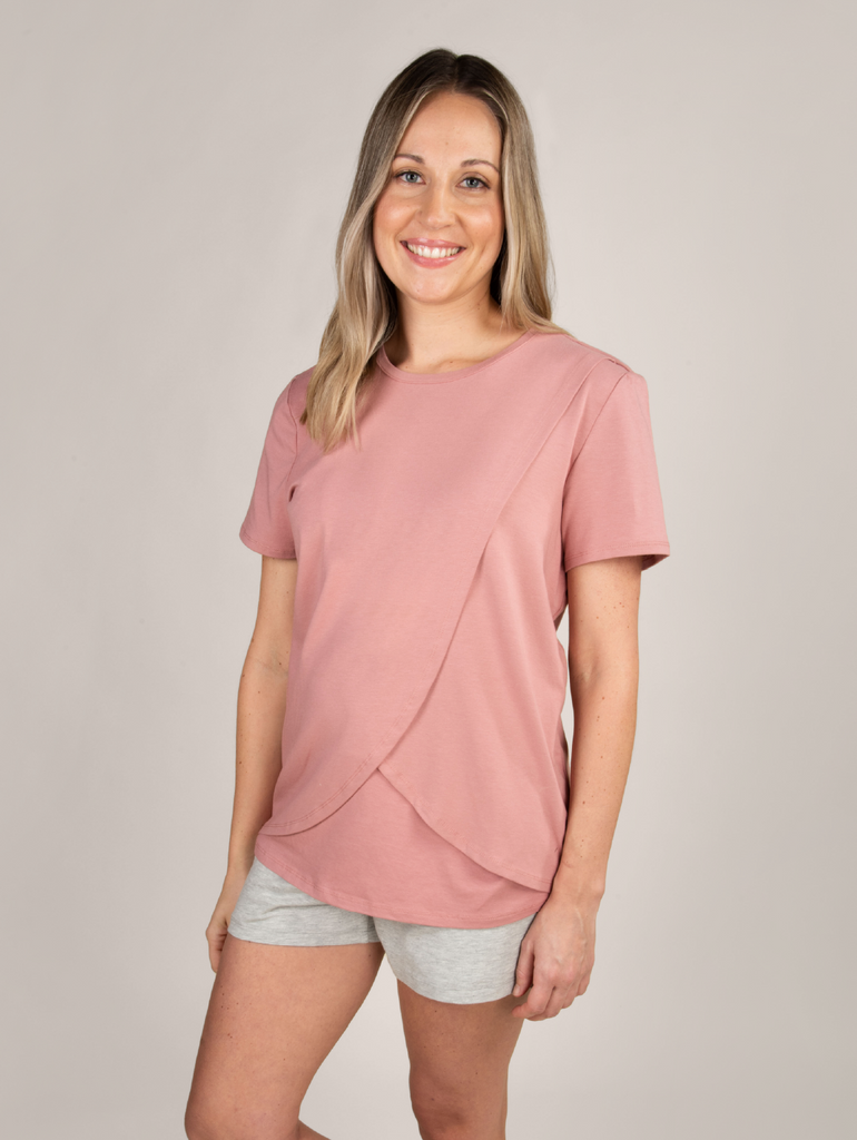 Short sleeve nursing top